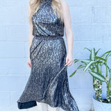 Gina Pleated Metallic Maxi Dress