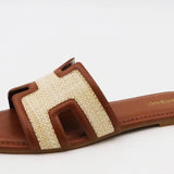 Chestnut Woven Slide Sandals