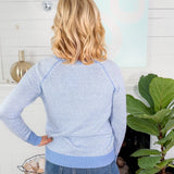 CeCe Blue Striped Sweater