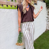 Benny Chocolate Poplin Bubble Hem Top
