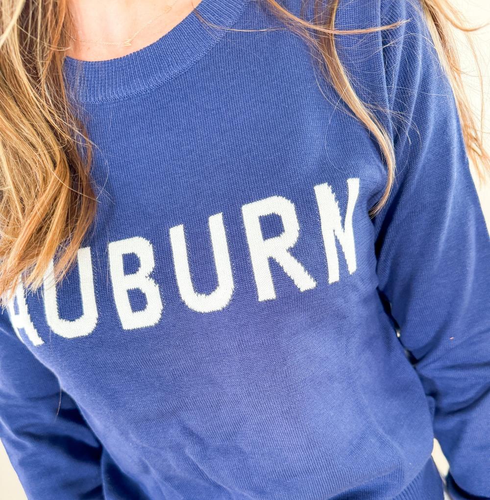 Auburn Crew Neck Navy Sweater