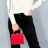 Eve Faux Croc Top Handle Purse