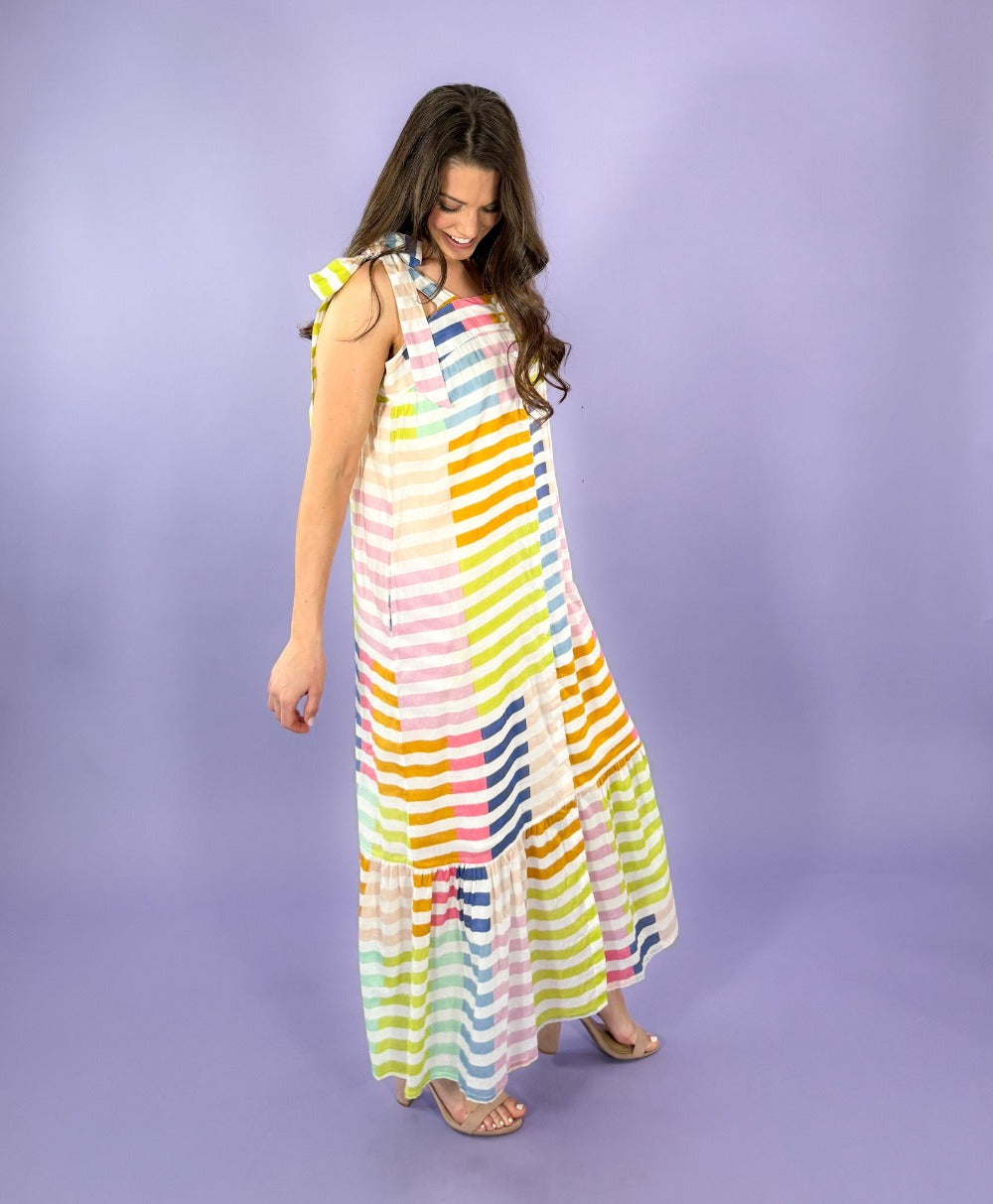 Positano Colorful Stripe Maxi Dress Sunshine Tienda | Clover and Bee