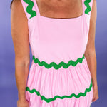 Cool Pink Ric Rac Tiered Maxi Dress