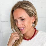 Cranberry Marble Resin Beaded Necklace