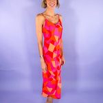 Colette Fuschia Geometric Slip Dress
