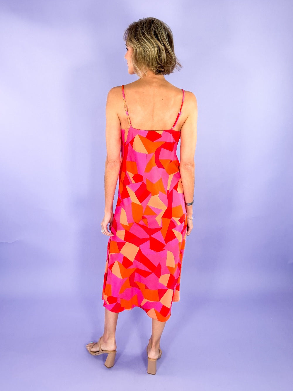 Colette Fuschia Geometric Slip Dress