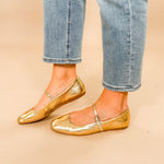 Reyes Distressed Gold Ballet Flats