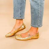 Reyes Distressed Gold Ballet Flats