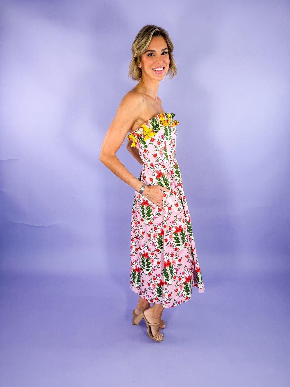 Catherine Pink Bouquet Strapless Dress Alden Adair brand