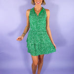 Vera Green Dot Pleated Dress