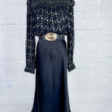 Palisades Gold Buckle Black Stretch Back Belt