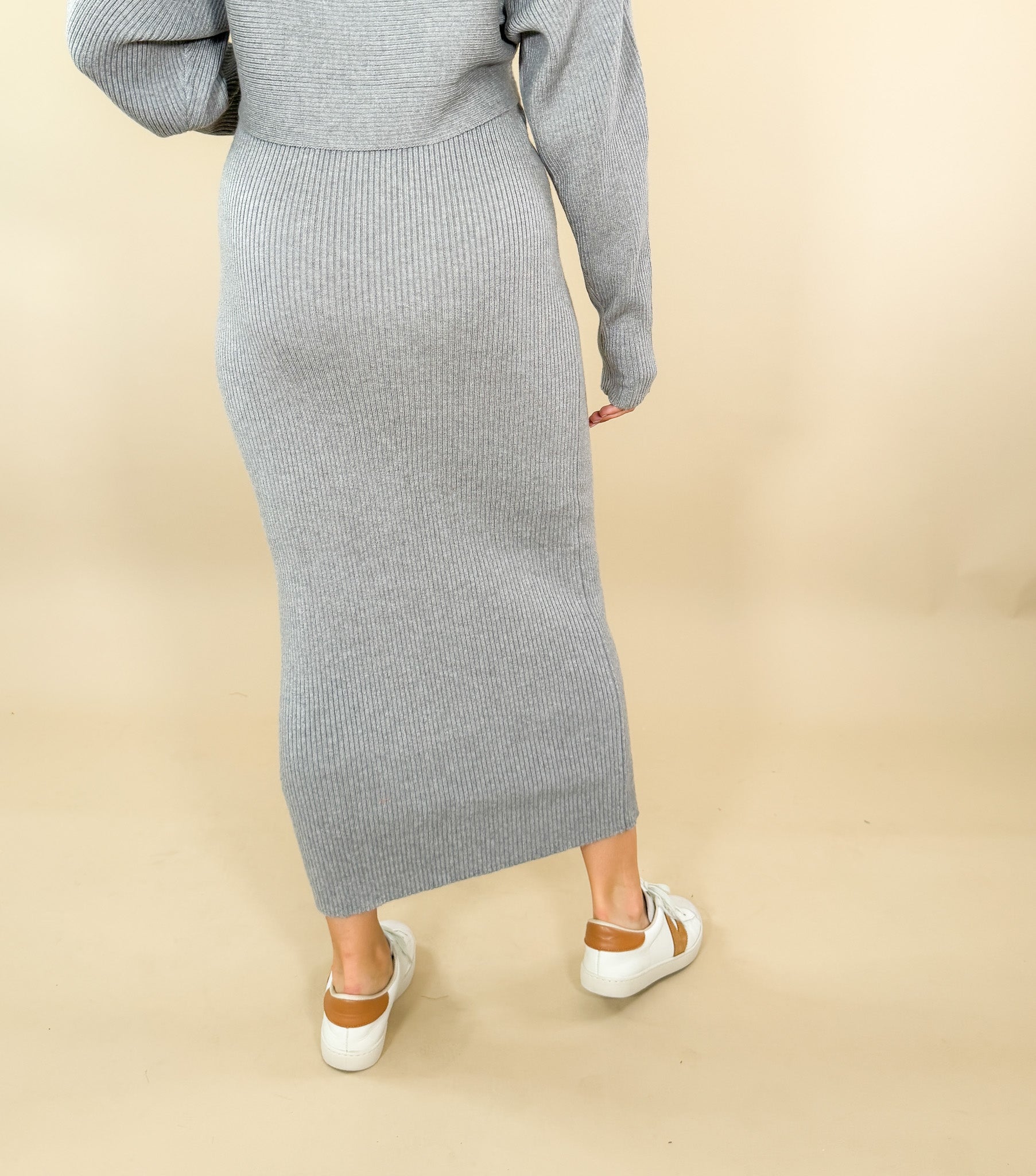 Hilton Heather Grey Midi Sweater Skirt