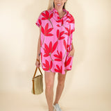 Pink Palm Shirt Dress Karlie brand