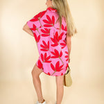 Pink Palm Shirt Dress Karlie brand