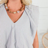 Benny Blue + Latte Stripe Bubble Hem Top