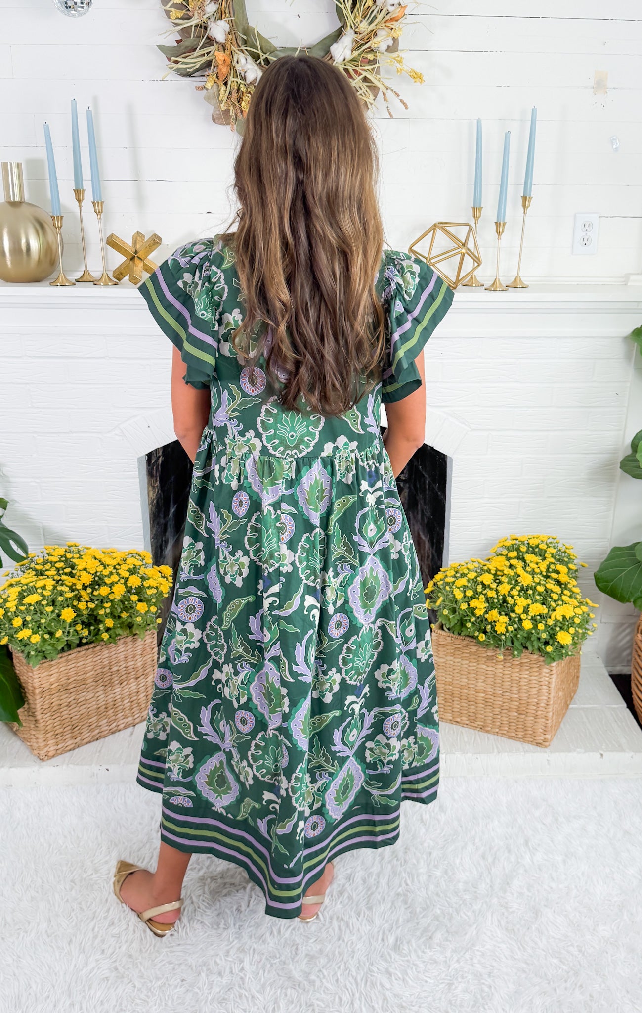 Ingalls Green Midi Dress Entro