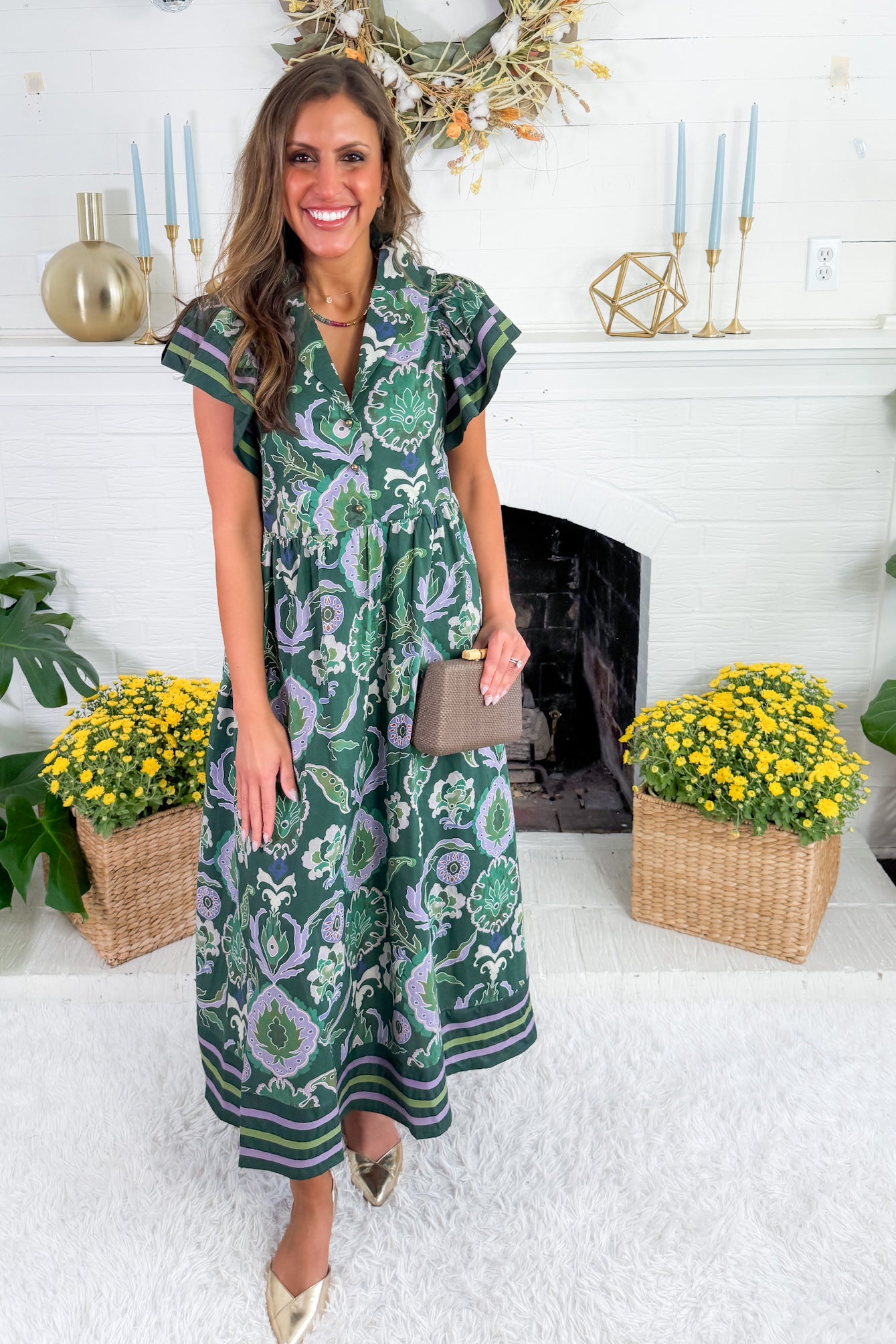 Ingalls Green Midi Dress Entro