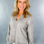 Ingrid Heather Grey Open V-Neck Sweater Pinch