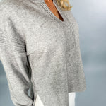 Ingrid Heather Grey Open V-Neck Sweater Pinch