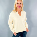 Ingrid Ivory Open V-Neck Sweater Pinch