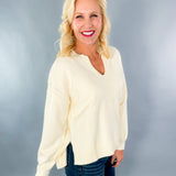 Ingrid Ivory Open V-Neck Sweater Pinch