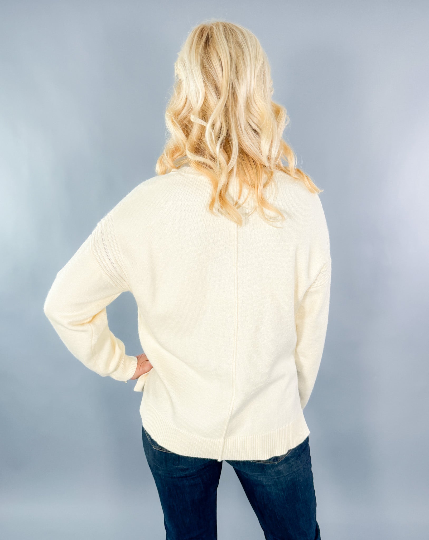 Ingrid Ivory Open V-Neck Sweater Pinch