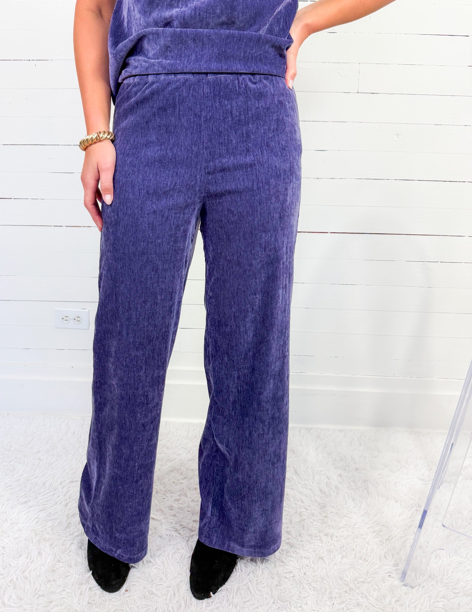 Ingrid Violet Velour Pants Compania Fantastica