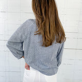 Iris Indigo Stripe Button Top Be Cool