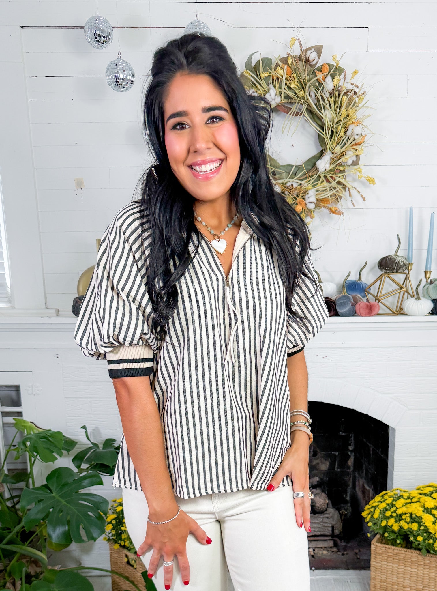 Irma Black Striped Top Entro