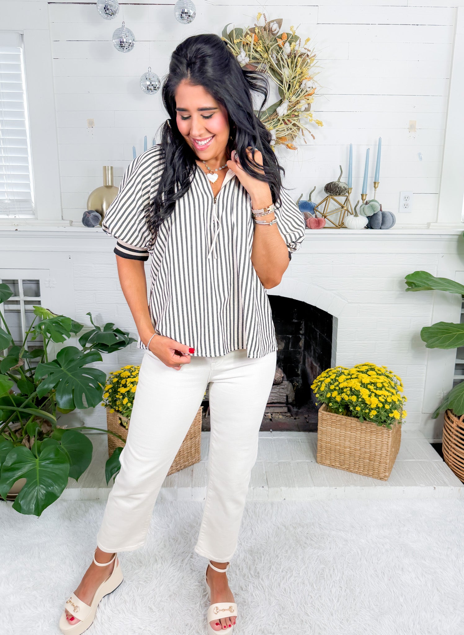 Irma Black Striped Top Entro