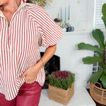 Irma Brick Red Striped Top Entro