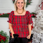 Isabel Red Plaid Top Mary Square
