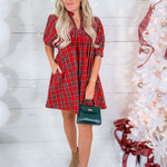 Isbell Holiday Red Plaid Mini Dress