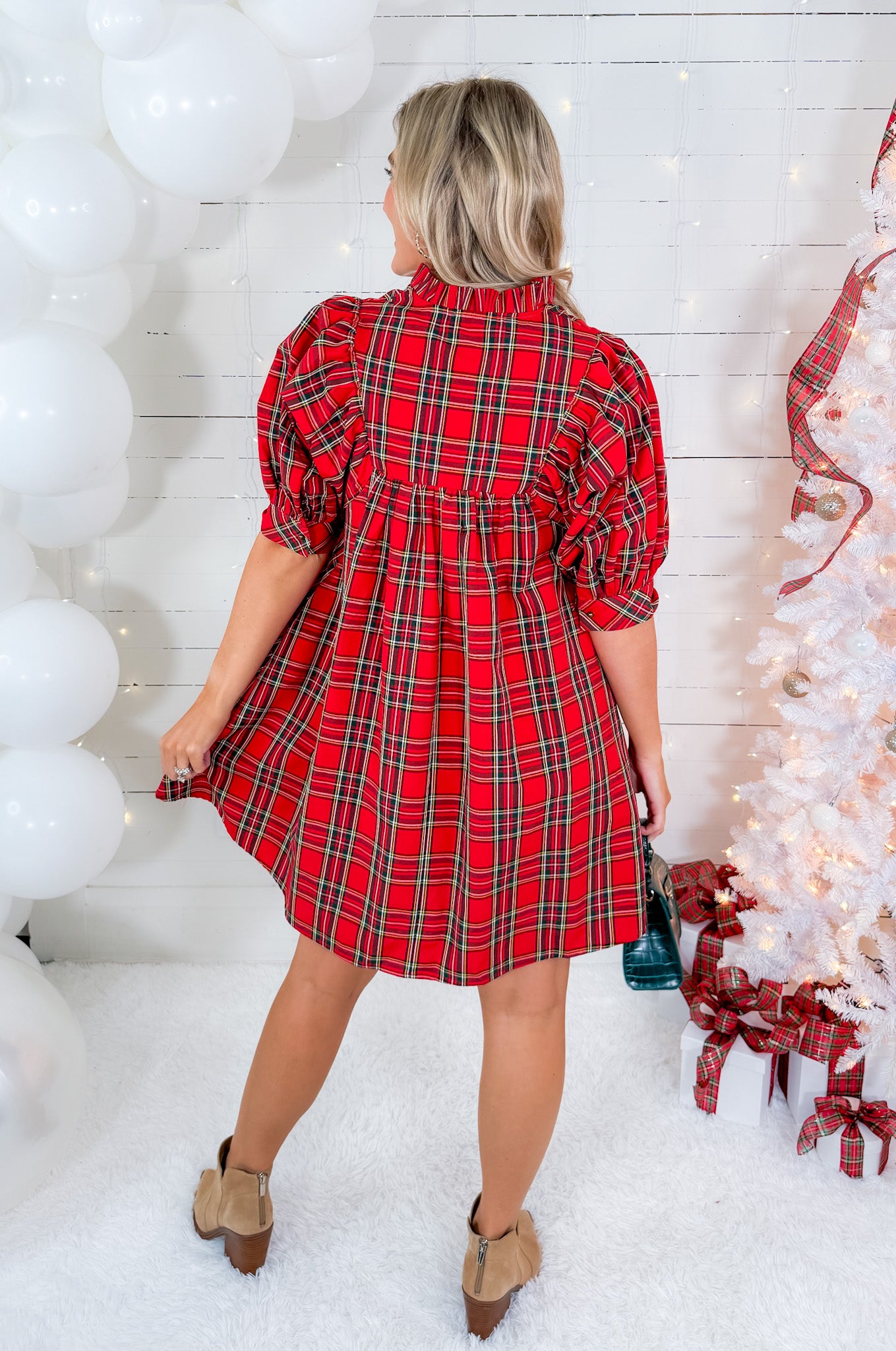 Isbell Holiday Red Plaid Mini Dress