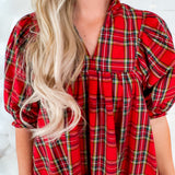 Isbell Holiday Red Plaid Mini Dress