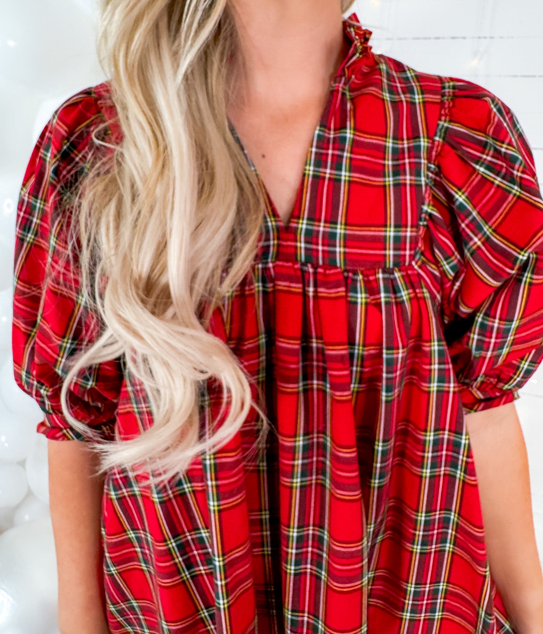 Isbell Holiday Red Plaid Mini Dress