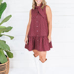 Isla Merlot Dotty Mini Dress Entro