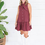 Isla Merlot Dotty Mini Dress Entro