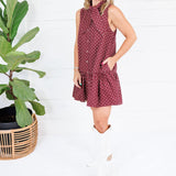 Isla Merlot Dotty Mini Dress Entro