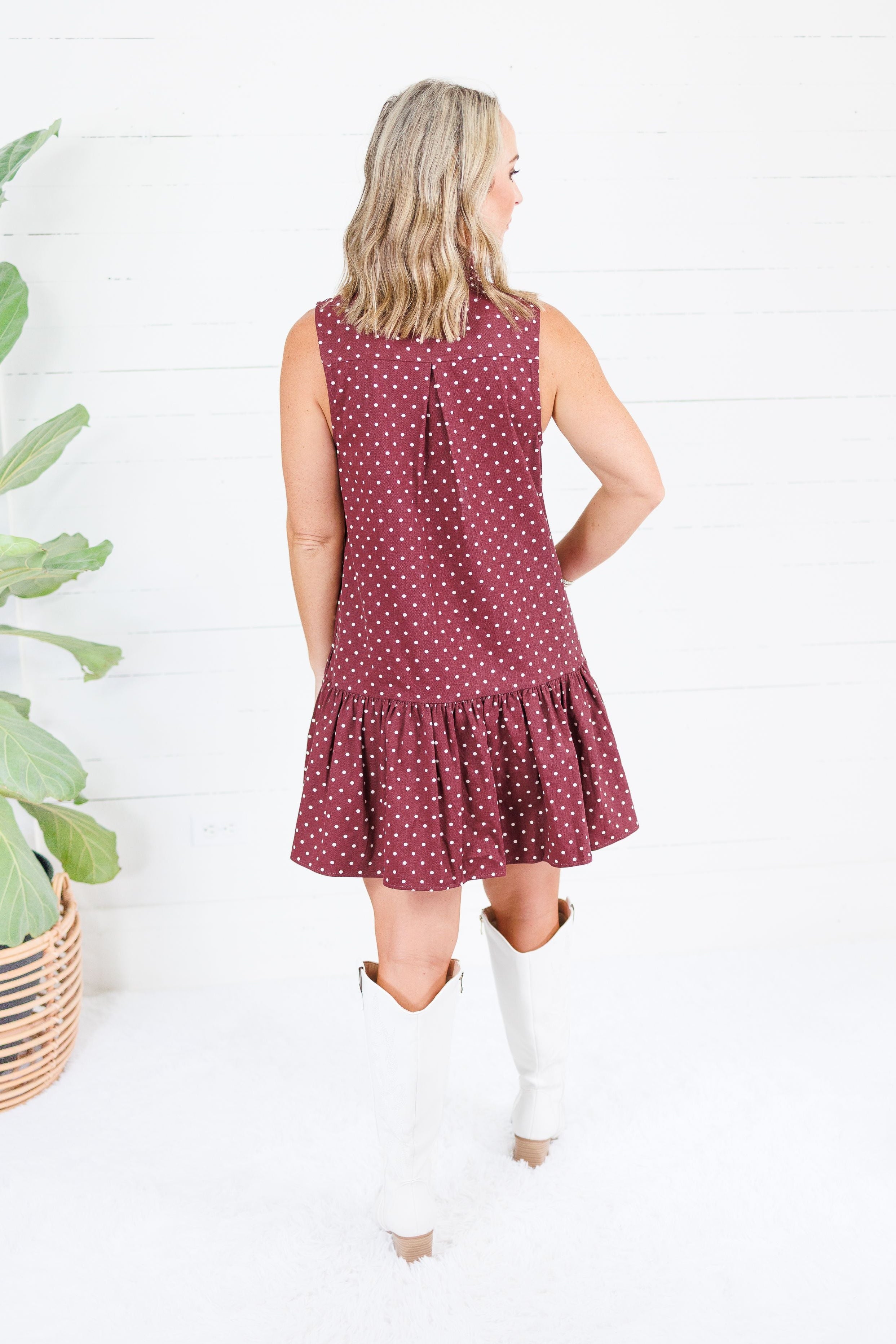 Isla Merlot Dotty Mini Dress Entro