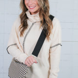 Ivory Asymmetric Turtleneck Sweater ELAN