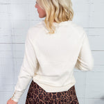 Ivory Button on Cuff Bishop Sweater