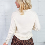 Ivory Button on Cuff Bishop Sweater