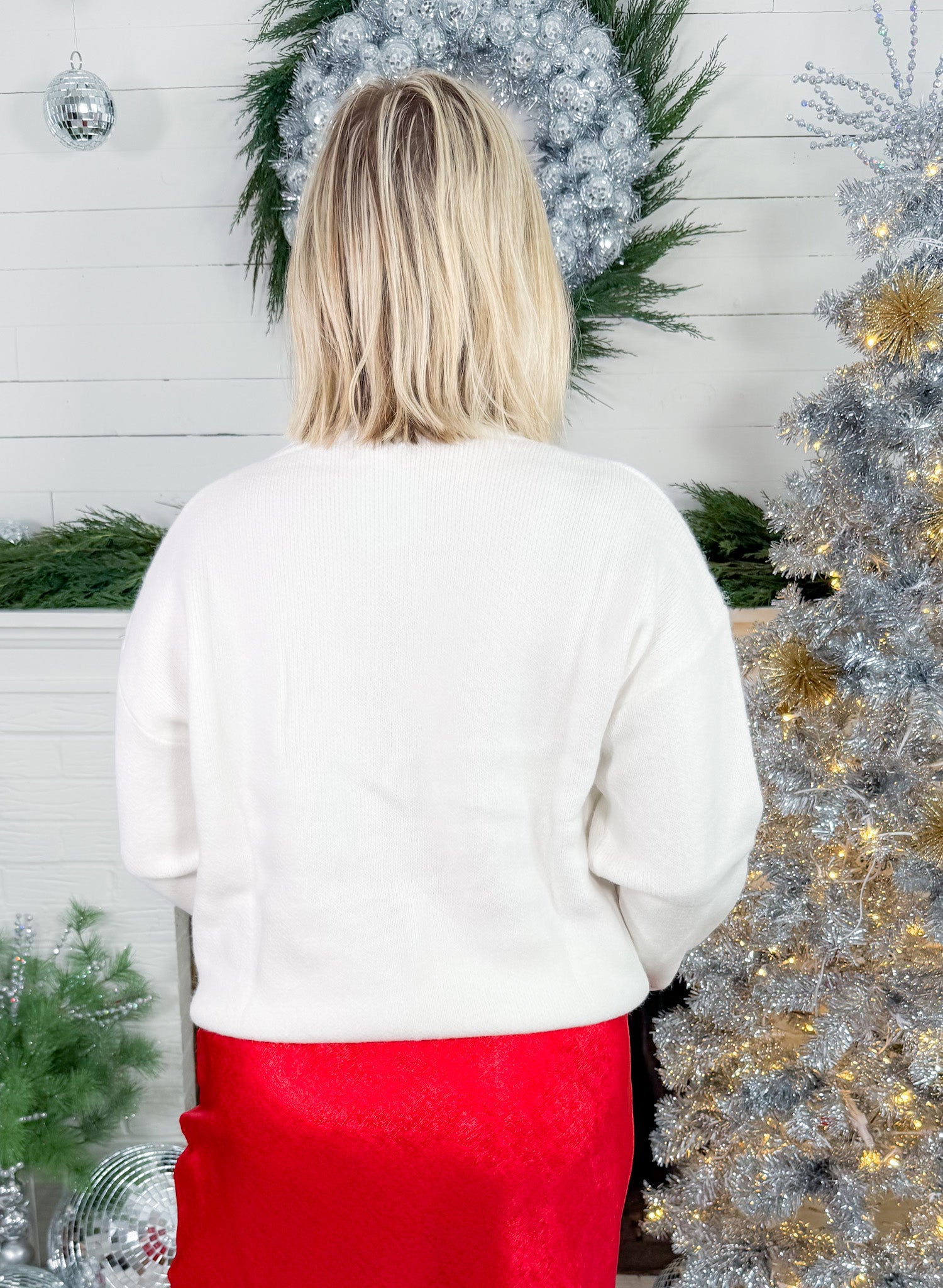 Ivory Squiggle Christmas Tree Sweater