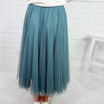 Ivy Dark Mint Tulle Midi Skirt 