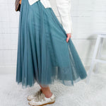 Ivy Dark Mint Tulle Midi Skirt 