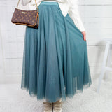 Ivy Dark Mint Tulle Midi Skirt 