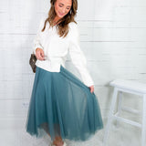 Ivy Dark Mint Tulle Midi Skirt 