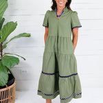 Ivy Olive + Navy Ric Rac Maxi Dress Mary Square